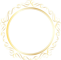 Golden decorative round frames vintage style illustration on transparent background.
