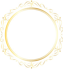 Golden decorative round frames vintage style illustration on transparent background.

