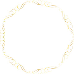 Golden decorative round frames vintage style illustration on transparent background.

