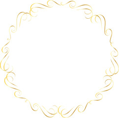 Golden decorative round frames vintage style illustration on transparent background.
