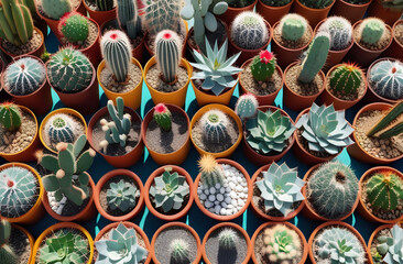 View of cacti and succulents.