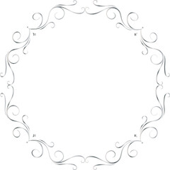 Fototapeta na wymiar Silver decorative round frames vintage style illustration on transparent background. 