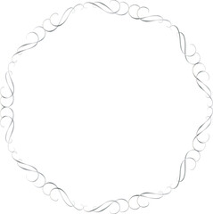 Silver decorative round frames vintage style illustration on transparent background.
