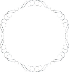 Silver decorative round frames vintage style illustration on transparent background.
