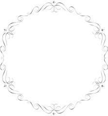 Silver decorative round frames vintage style illustration on transparent background.
