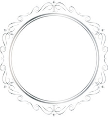 Silver decorative round frames vintage style illustration on transparent background.
