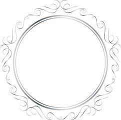 Silver decorative round frames vintage style illustration on transparent background.
