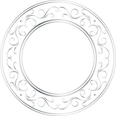 Silver decorative round frames vintage style illustration on transparent background.
