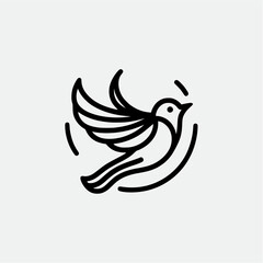 bird line icon logo vector design, modern logo pictogram design of sparrow or finch bird