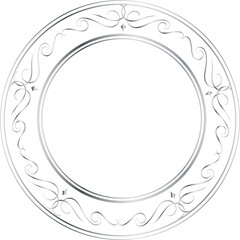 Silver decorative round frames vintage style illustration on transparent background.

