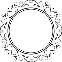 Decorative round frames vintage style illustration on transparent background.

