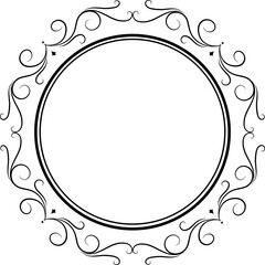 Decorative round frames vintage style illustration on transparent background.
