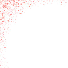 Red hearts scattered on white background.