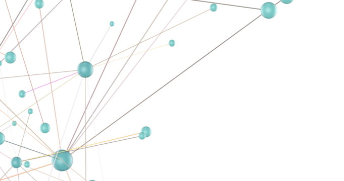 Big data visualization. Network connection structure with chaotic distribution of points and lines. 3D rendering.