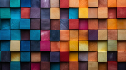 Color Cascade: Wide-angle Perspective on Aligned Wooden Blocks