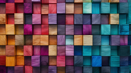 Color Cascade: Wide-angle Perspective on Aligned Wooden Blocks
