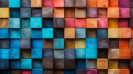 Spectrum Symmetry: Wide-Format Display of Colorful Wooden Blocks