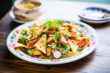 fattoush in a traditional middle eastern serving dish