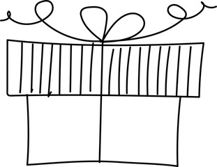 Hand drawn gift box illustration on transparent background.

