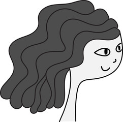 Hand drawn women illustration on transparent background.
