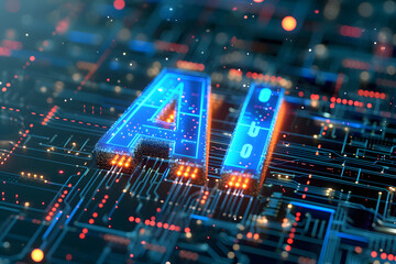 Obraz premium AI-Mikrochip: Fortschrittliche Technologie mit einem KI-Mikrochip auf einem Motherboard, Konzept für künstliche Intelligenz und technologischen Fortschritt.