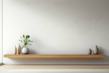
Shelf tv in zen modern empty room, mock up minimal design, 3d rendering
