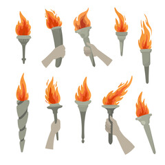 Burning torch in hand set
