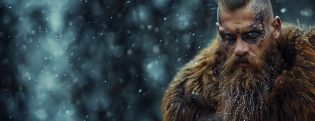 Fantasy photography. Beautiful male Viking warrior