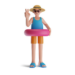 Summer character 3d illustration