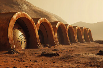  Martian colony settlement - obrazy, fototapety, plakaty