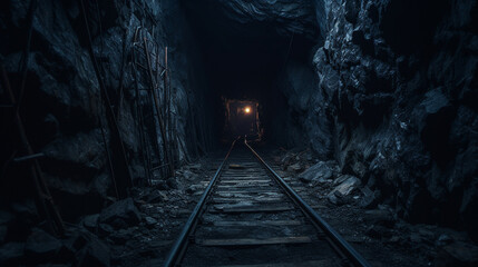 Fototapeta na wymiar Subterranean Silence: Journeying Through the Dimness of an Old Mineral Mine