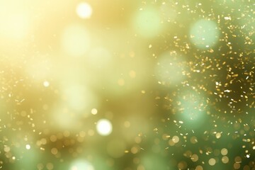 Obraz premium Abstract background with light green yellow and gold particle. Spring Golden light shine particles bokeh on pastel green yellow background. Gold foil texture. Sun rays Spring fresh copy space