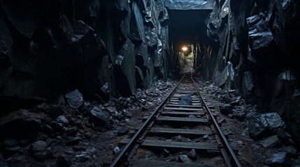Fototapeta na wymiar Forgotten Depths: Exploring the Eerie Abandonment of a Coal Mine