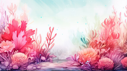 coral reef, children's isolated illustration on a white background, underwater world of the sea, home for fish and corals