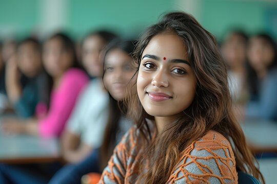 A successful Indian female student. Generative Ai.