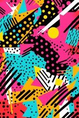 Obraz premium Abstract seamless pattern design. Colorful retro digital pattern. Vintage color print.