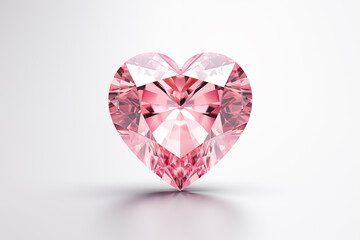 Fototapeta premium Pink heart shaped diamond, isolated on white background