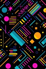 Abstract seamless pattern design. Colorful retro digital pattern. Vintage color print.