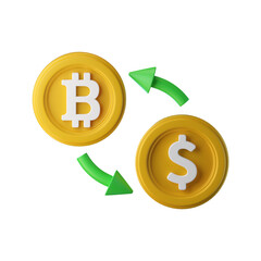 Bitcoin exchange 3d icon illustration