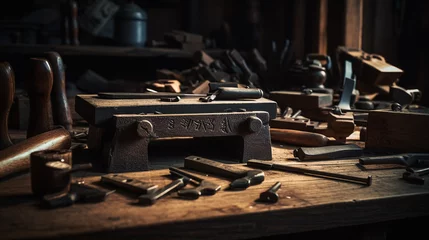 Fotobehang Timeless Artistry: Old-world Charm with Japanese Woodworking Tools © Maximilien