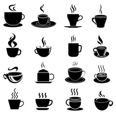 Coffee icon vector set. Hot drink illustration sign collection. Coffee house symbol. Coffee machine logo.
