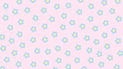 Pink seamless background with blue flowers