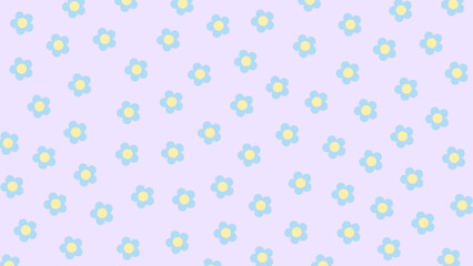 Purple seamless background with blue flowers