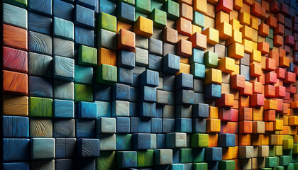 gradient of cubic wood blocks