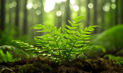 Fern growing in the forest, Generative AI 