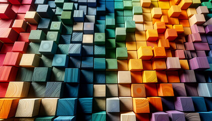 gradient of cubic wood blocks