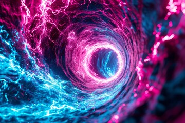 A neon vortex portal, pulsing with energy and leading to another dimension. Generative AI