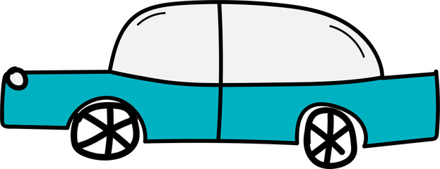 Hand drawn car illustration on transparent background.
