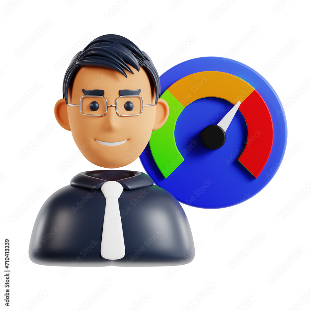 Poster 3D Employee Performance Model Increasing Motivation and Satisfaction. 3d illustration, 3d element, 3d rendering. 3d visualization isolated on a transparent background
