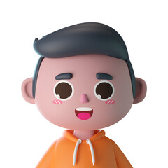 Fototapeta premium 3d male cute cartoon character avatar isolated in 3d rendering